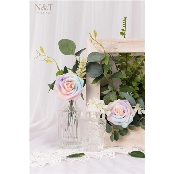 Artificial Flowers, 25Pcs Fake Flowers Roses Perfect for DIY Wedding Bouquets - Picture 2 of 6